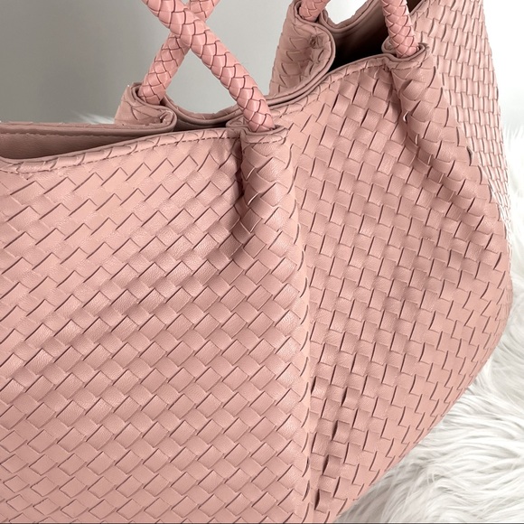 SALE TODAY Lulu Dharma Large Dusty Pink Napa Woven Vegan Leather LIKE NEW - Picture 2 of 9